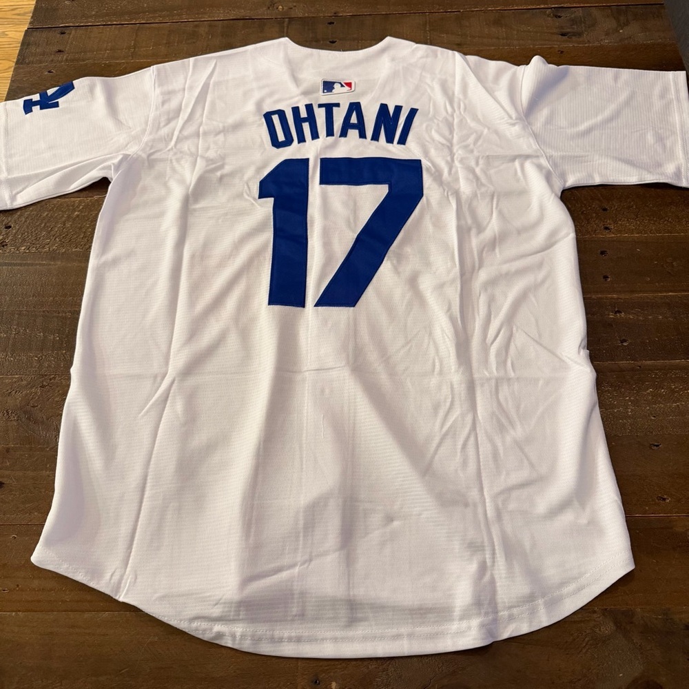 Nike MLB Shohei Ohtani #17 White and Blue Jersey